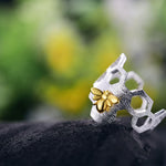 Adjustable 18K Gold Plated Honeycomb Ring
