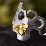 Adjustable 18K Gold Plated Honeycomb Ring