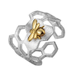 Adjustable 18K Gold Plated Honeycomb Ring