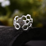 Adjustable 18K Gold Plated Honeycomb Ring