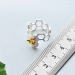 Adjustable 18K Gold Plated Honeycomb Ring