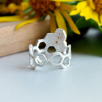 Adjustable 18K Gold Plated Honeycomb Ring