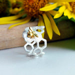 Adjustable 18K Gold Plated Honeycomb Ring