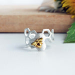 Adjustable 18K Gold Plated Honeycomb Ring