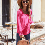 Zeagoo Long Sleeve Shirts Square Neck Pleated Tunic Tops
