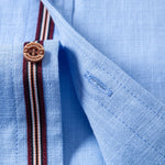 Short Sleeve Linen Look Stand Collar Shirt