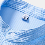 Muscle Fit Ribbed Stand Collar Shirt
