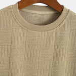 Striped Towelling Texture Arc Hem T-Shirt & Shorts