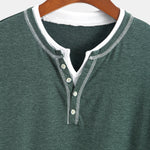 2-in-1 Notched Collar Contrast Stitching T-Shirt