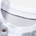 2 In 1 Button V-Neck Waffle T-Shirt With Pocket