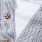 2 In 1 Button V-Neck Waffle T-Shirt With Pocket