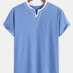 2-in-1 Notched Collar Contrast Stitching T-Shirt