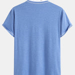 2-in-1 Notched Collar Contrast Stitching T-Shirt