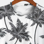 Palm Tree Print Arc Hem T-Shirt