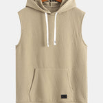 Striped Jacquard Sleeveless Hooded T-Shirt
