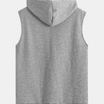 Striped Jacquard Sleeveless Hooded T-Shirt