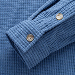 Long Sleeved Waffle Corduroy Contrast Hooded Shirt