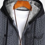 Faux Fur Lined Twist Jacquard Hooded Coat