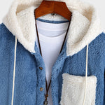 Contrast Teddy Hooded Shirt