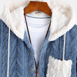 Contrast Geometric Jacquard Teddy Hooded Shirt