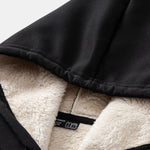Smiley Face Print Teddy Fleece Lined Drawstring Hoodie