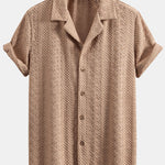 Floral Checkerboard Jacquard Cuban Shirt & Linen Cotton Blend Drawstring Shorts