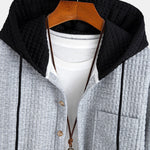 Contrast Waffle Hooded Shirt & Drawstring Waffle Jogger Pants