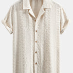 Floral Checkerboard Jacquard Cuban Shirt