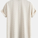 Floral Checkerboard Jacquard Cuban Shirt & Linen Cotton Blend Drawstring Shorts