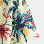 Relax Fit Flamingo  Tropical Palm Tree Print Button Up Shirt & Swim Short