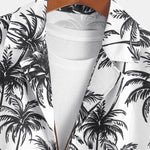 Relax Fit Palm Tree Print Button Up Shirt & Palm Tree Print Swim Short