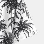 Relax Fit Palm Tree Print Button Up Shirt & Palm Tree Print Swim Short