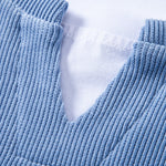 Relax Fit 2 In 1 Notched Collar Waffle Sweatshirt