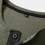 Long Sleeve Arc Hem Waffle Henley Shirt