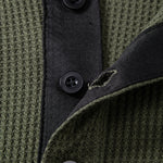 Long Sleeve Arc Hem Waffle Henley Shirt
