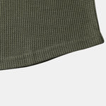 Long Sleeve Arc Hem Waffle Henley Shirt