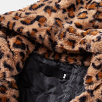 Faux Fur Leopard Zip Up Hooded Coat