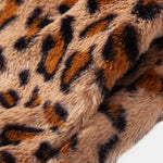 Faux Fur Leopard Zip Up Hooded Coat