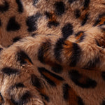 Faux Fur Leopard Zip Up Hooded Coat