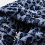 Faux Fur Leopard Zip Up Hooded Coat
