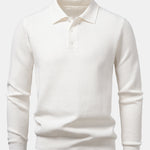 Long Sleeve Pineapple Textured Knit Polo Shirt