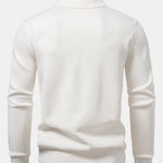 Long Sleeve Pineapple Textured Knit Polo Shirt