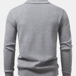 Long Sleeve Pineapple Textured Knit Polo Shirt