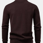 Long Sleeve Pineapple Textured Knit Polo Shirt
