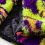 Faux Fur Colorful Leopard Notch Lapel Overcoat