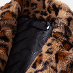 Faux Fur Leopard Notch Lapel Overcoat