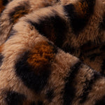 Faux Fur Leopard Notch Lapel Overcoat