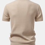 Ribbed Mock Neck Knitted Sweater T-Shirt