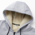 Black Cat Print Teddy Lined Zipper Hoodie
