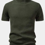 Ribbed Mock Neck Knitted Sweater T-Shirt